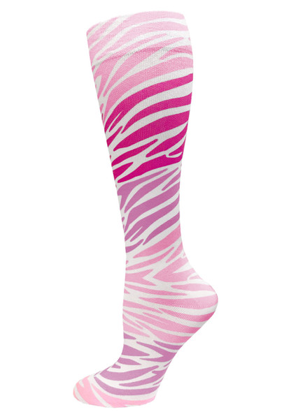 Prestige Medical 387 - 12" Soft Comfort Compression Socks - Zebra Pink