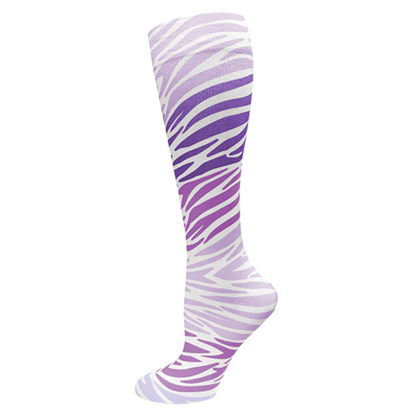 Prestige Medical 387 - 12" Soft Comfort Compression Socks - Zebra Violet