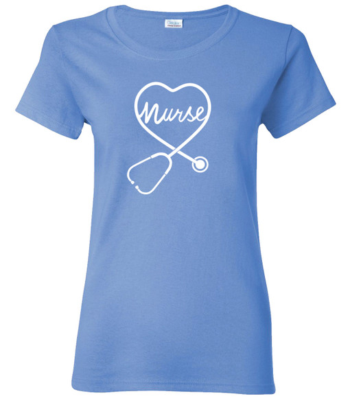 Women's T-Shirt - Nurse Heart on Ciel Blue