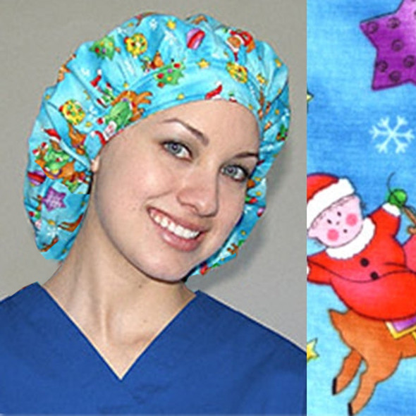 Green Scrubs - Bouffant Hat - Santa Baby