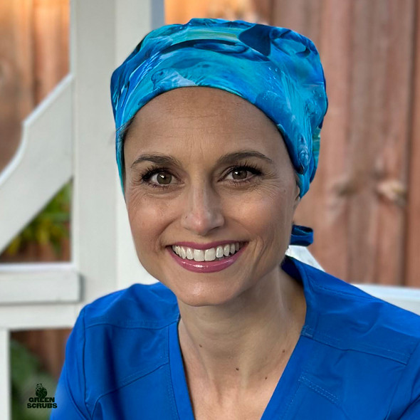 Nurse wearing blue Super Tie - Manatees