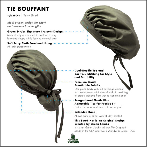 Green Scrubs - Tie Bouffant Scrub Hat - Double Helix (Limited)