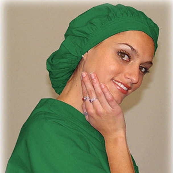 Green Scrubs - Bouffant Hat - 100% Cotton Clover