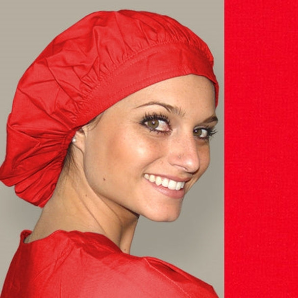 Green Scrubs - Bouffant Hat - Red