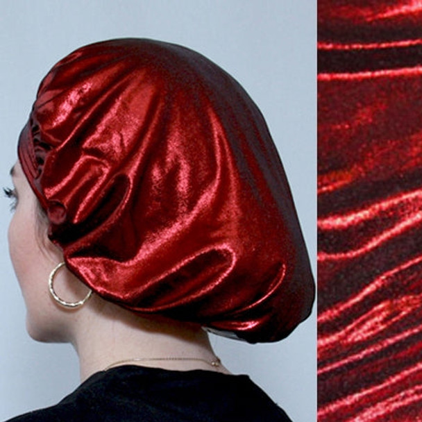 Green Scrubs - Bouffant Hat - Metallic Red