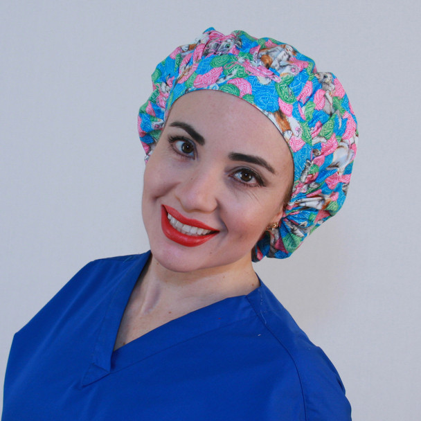 Green Scrubs - Bouffant Hat - Kittens in Yarn
