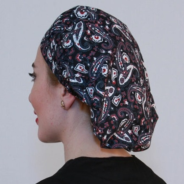 Green Scrubs - Bouffant Hat - Poker Paisley
