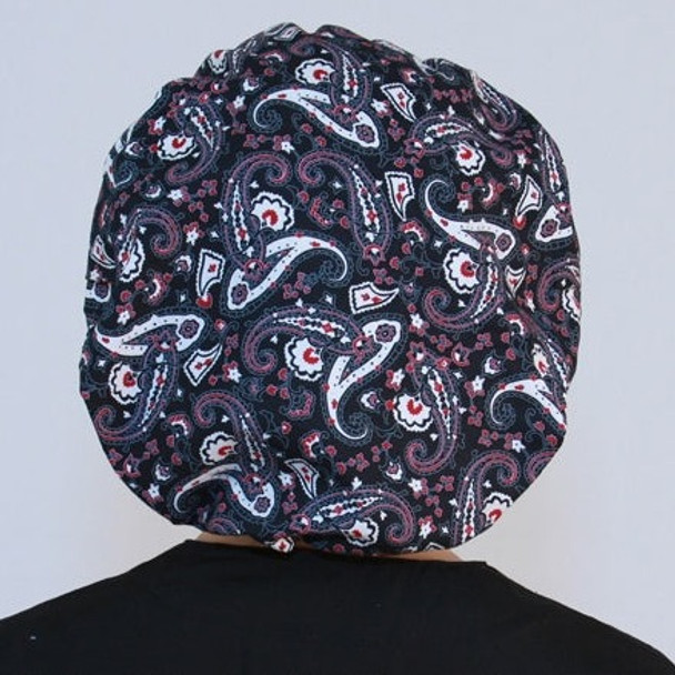 Green Scrubs - Bouffant Hat - Poker Paisley