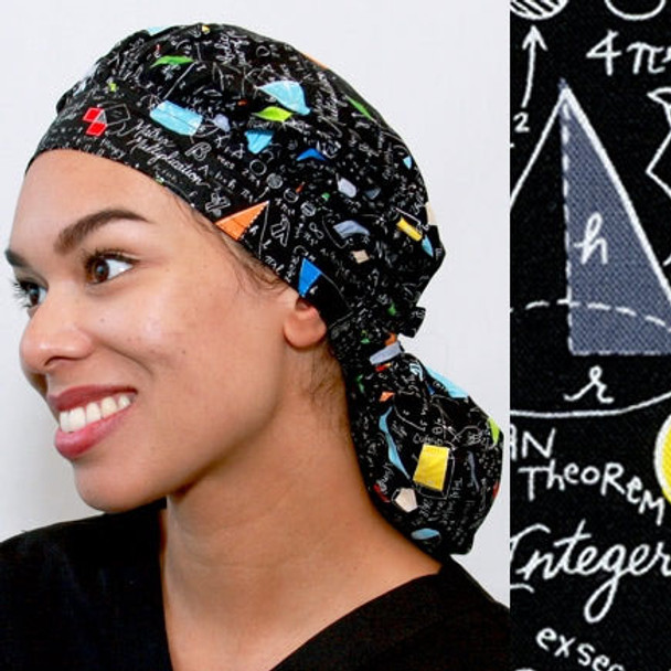 Green Scrubs - Tie Bonnet Hat - Equations