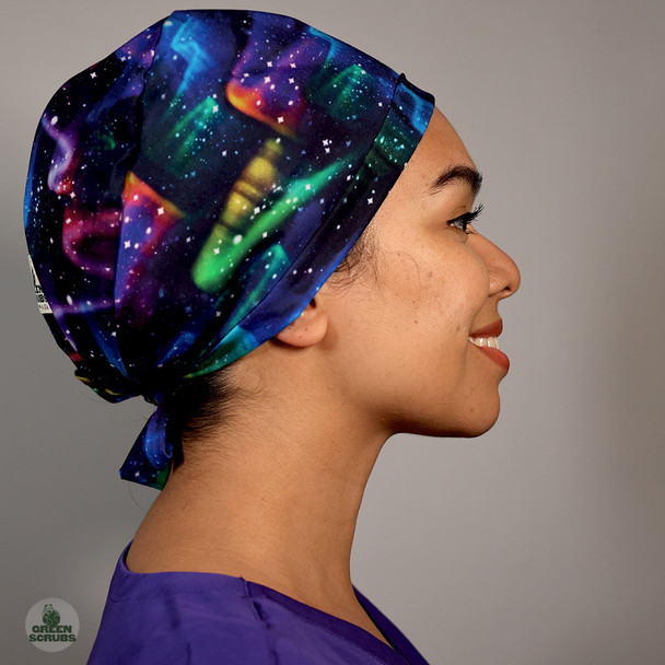 Green Scrubs - Modern Fit Super Tie Hat - Space Waves