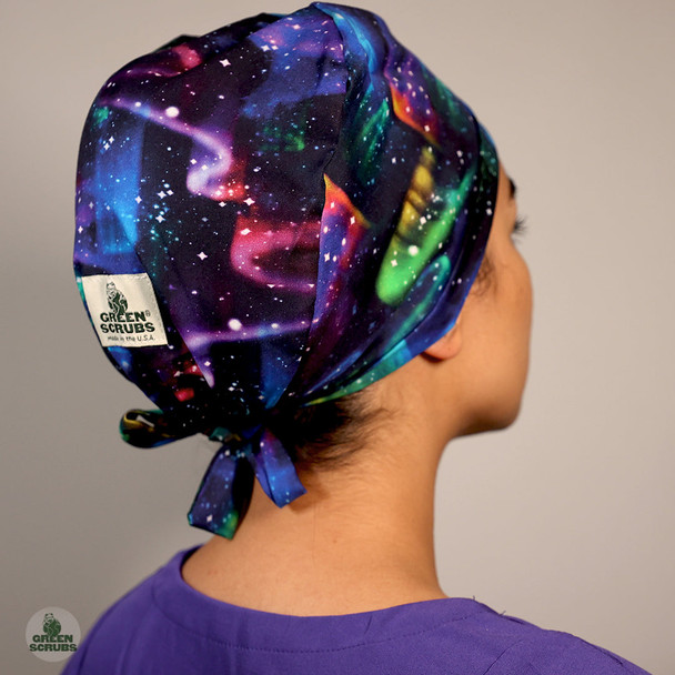 Green Scrubs - Modern Fit Super Tie Hat - Space Waves