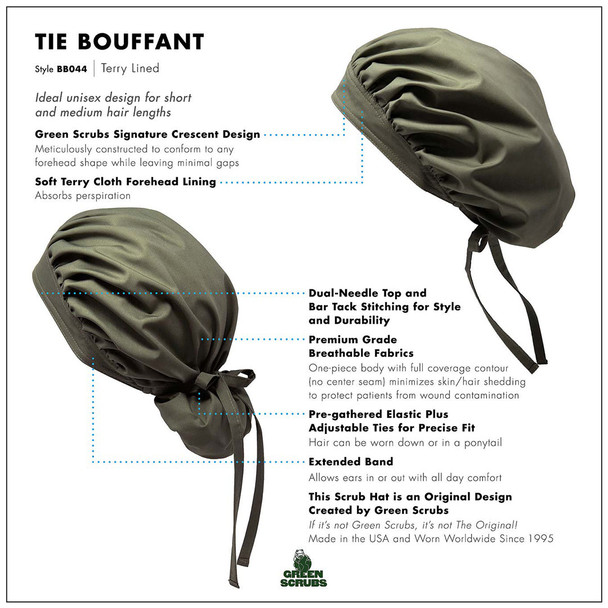Green Scrubs - Tie Bouffant Scrub Hat - Kittens