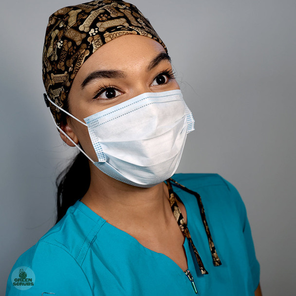 Green Scrubs - Skull Scrub Cap - Tossed Bones