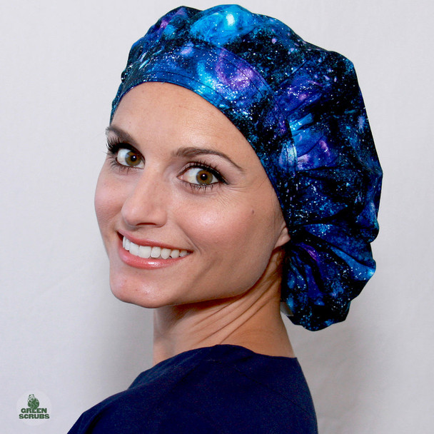 Green Scrubs - Tie Bouffant Scrub Hat - New Galaxy