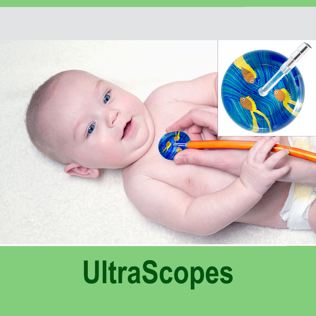 image of the fish ultrascope  over cute babys heart