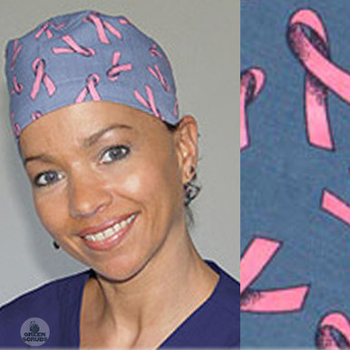 Breast Cancer Ribbons Scrub Hats Surgical Caps by Green Scrubs at ...
