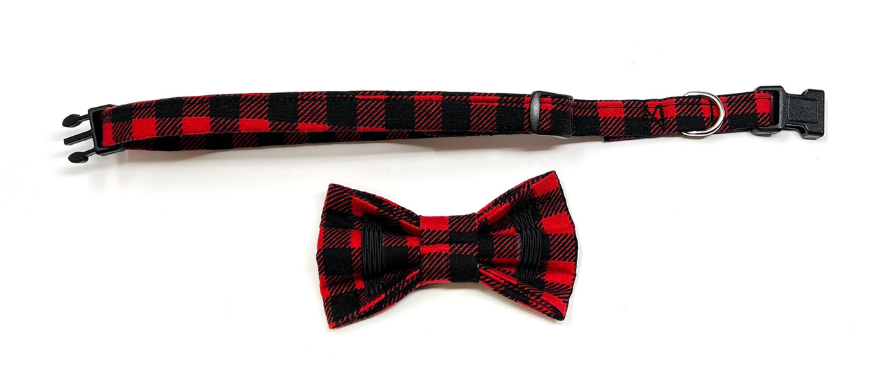 Cat Collar & Bow Tie - Buffalo Plaid