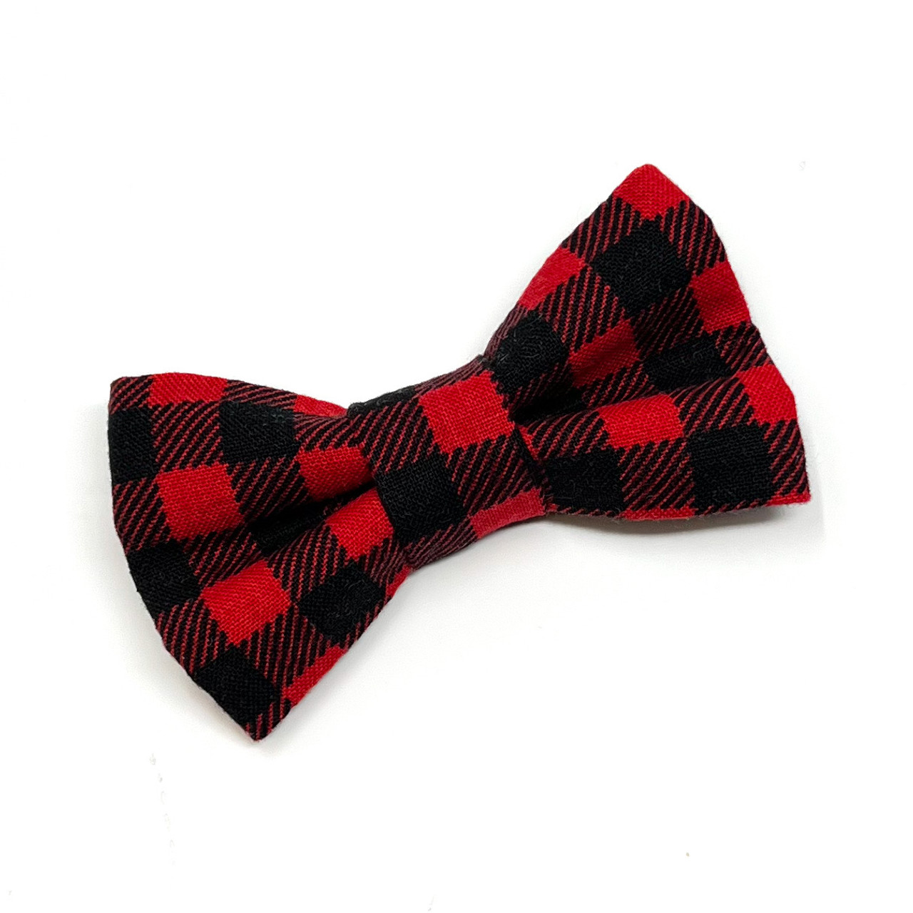 Red and black buffalo plaid bow tie
