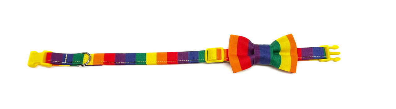 Cat Collar & Bow Tie - Pride Rainbow Stripes