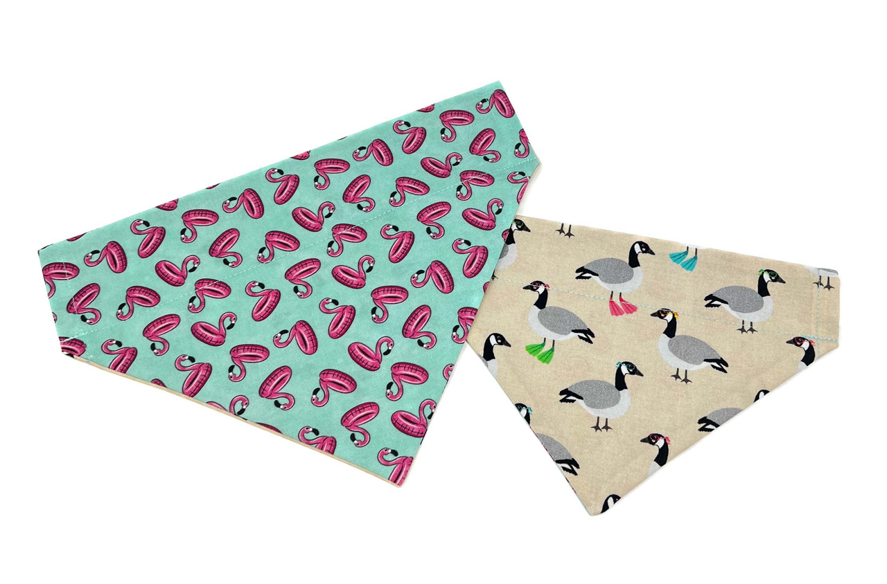 Reversible Pet Bandana - Flamingo Floaties and Geese