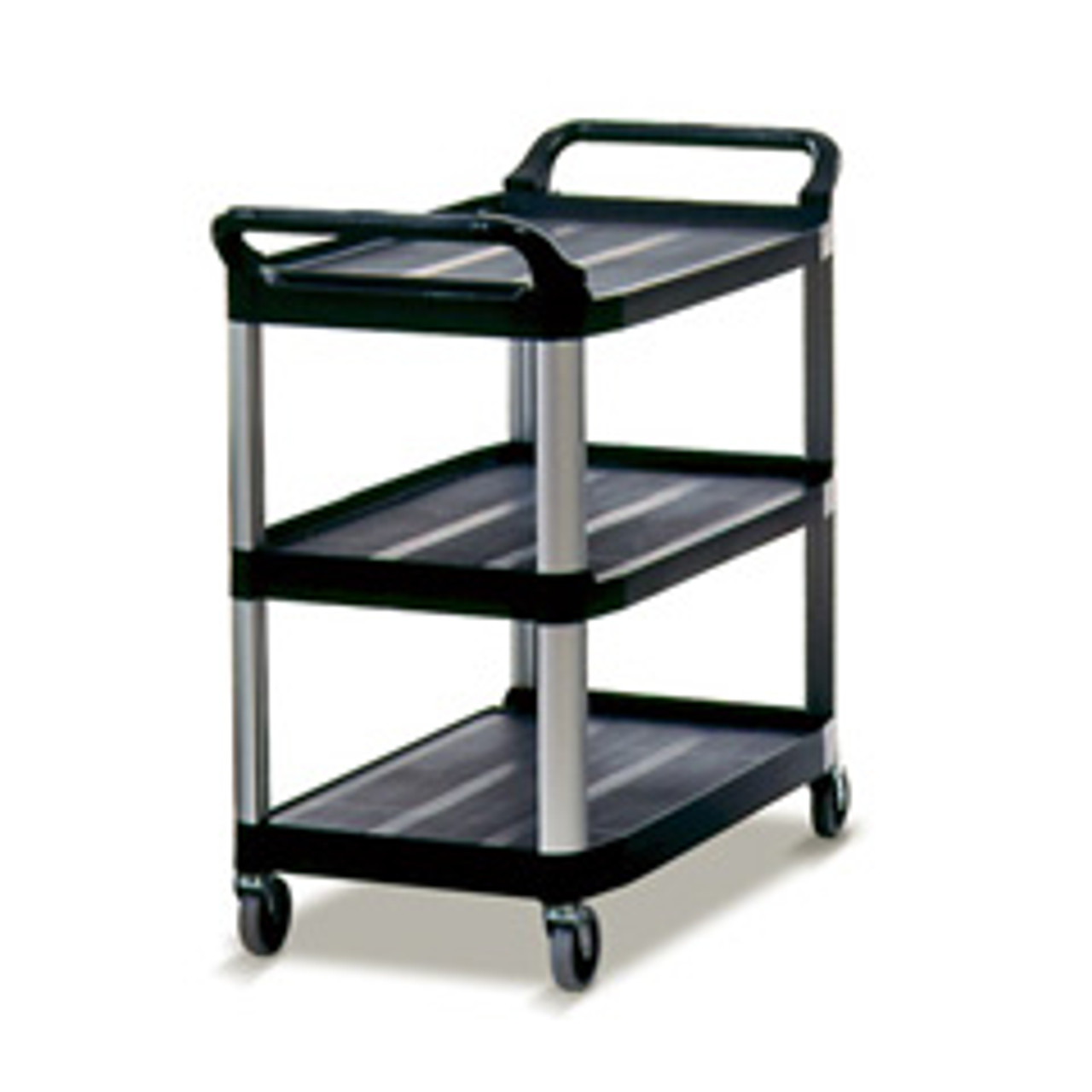 Rubbermaid 4091bla utility cart 3 shelf black plastic