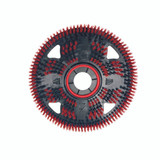 Red scrub brush pad attaches with pad centering device by Malish