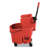 Rubbermaid RCPFG758888RED wavebrake 2.0 mop bucket wringer combo 35 quart side press