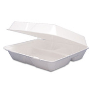 Carryout container foam hinged large three compartment 9.5