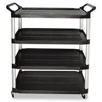 Rubbermaid 4096bla utility cart 4 shelf black plastic