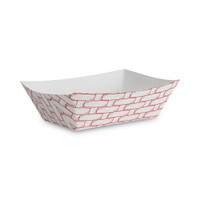 Boardwalk BWK30LAG100 paper food trays clay coated paper board with red check design size 1 pound case of 1000
