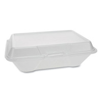 Foam Hinged Lid Containers, Single Tab Lock #205 Utility, 9.19 x 6.5 x 2.75, White, 150/Carton, PCTYTH102050001