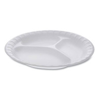 Unlaminated Foam Dinnerware, 3-Compartment Plate, 9" Diameter, White
