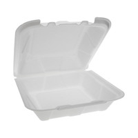 Foam Hinged Lid Containers Dual Tab Lock 9.13 x 9 x 3.25 White 150 Per Carton