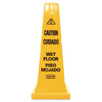 Rubbermaid 627777yel wet floor safety cone four sided