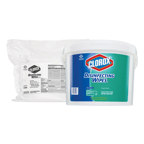 Clorox CLO31428 disinfecting wipes refill 7x7 fresh scent 700 per bag 2 bags per case