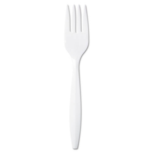 Plastic forks medium weight polypropylene white