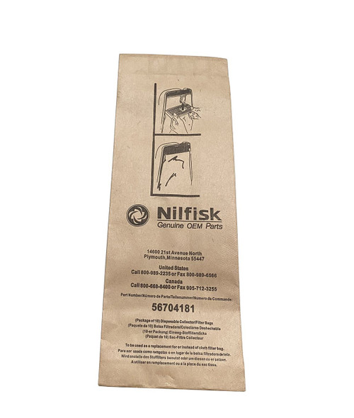 Nilfisk NF56704181 bag paper 10 pack for Clarke