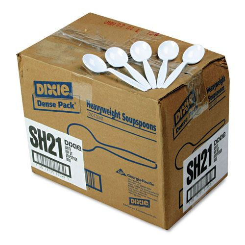 Heavyweight plastic soup spoon full size cutlery polystyrene