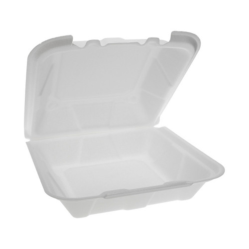 Foam Hinged Lid Containers Dual Tab Lock 9.13 x 9 x 3.25 White 150 Per Carton