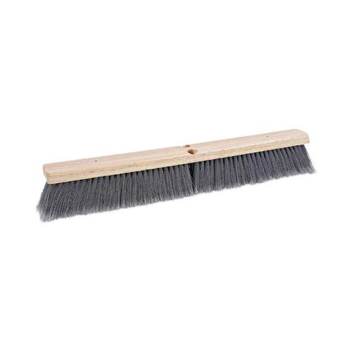 Boardwalk BWK20424 push broom 24 inch hardwood block flagged plastic bristles gray