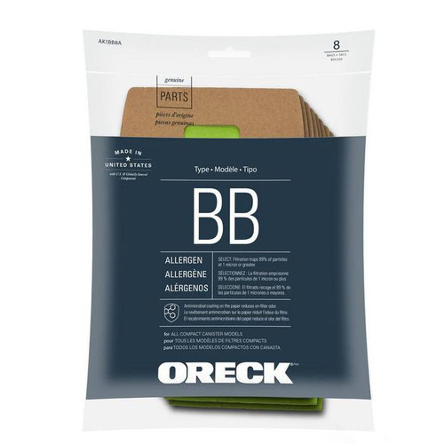 8 Oreck vacuum bags AK1BB8A Allergen