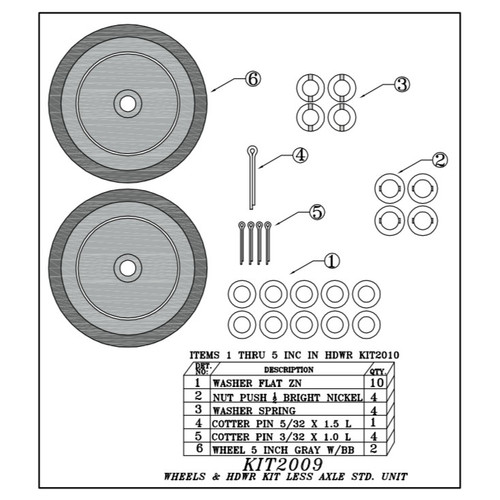 Hawk K1541B wheel kit 2 wheels standard or 2 speed