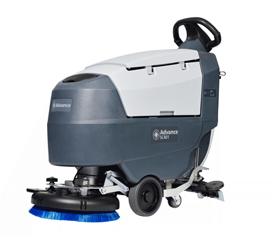 Nilfisk Advance 56385363 SC401 17BD Walk Behind Floor Scrubber with 98 Ah gel batteries onboard charger and prolene brush 