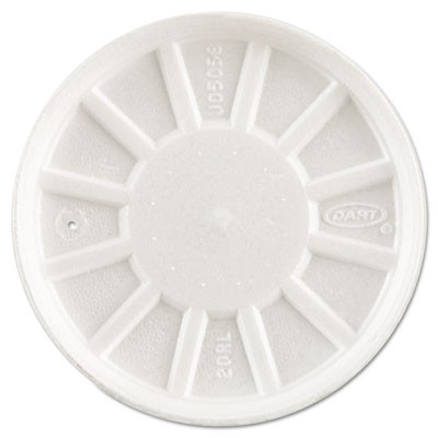 Dart DCC20RL Vented Foam Lids Fits 6 oz to 32 oz Cups White 500 per Carton 