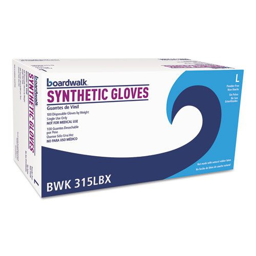Boardwalk Powder Free Synthetic Vinyl Gloves Large Cream 4 mil 1000 per Carton