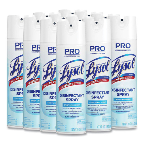 Professional Lysol disinfectant spray aerosol crisp linen aerosol 19oz cans case of 12 rac74828ct