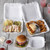 Foam hinged lid 3 compartment carryout containers 