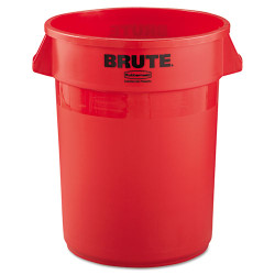 Rubbermaid Brute Vented Trash Receptacle Round 44 Gal Red