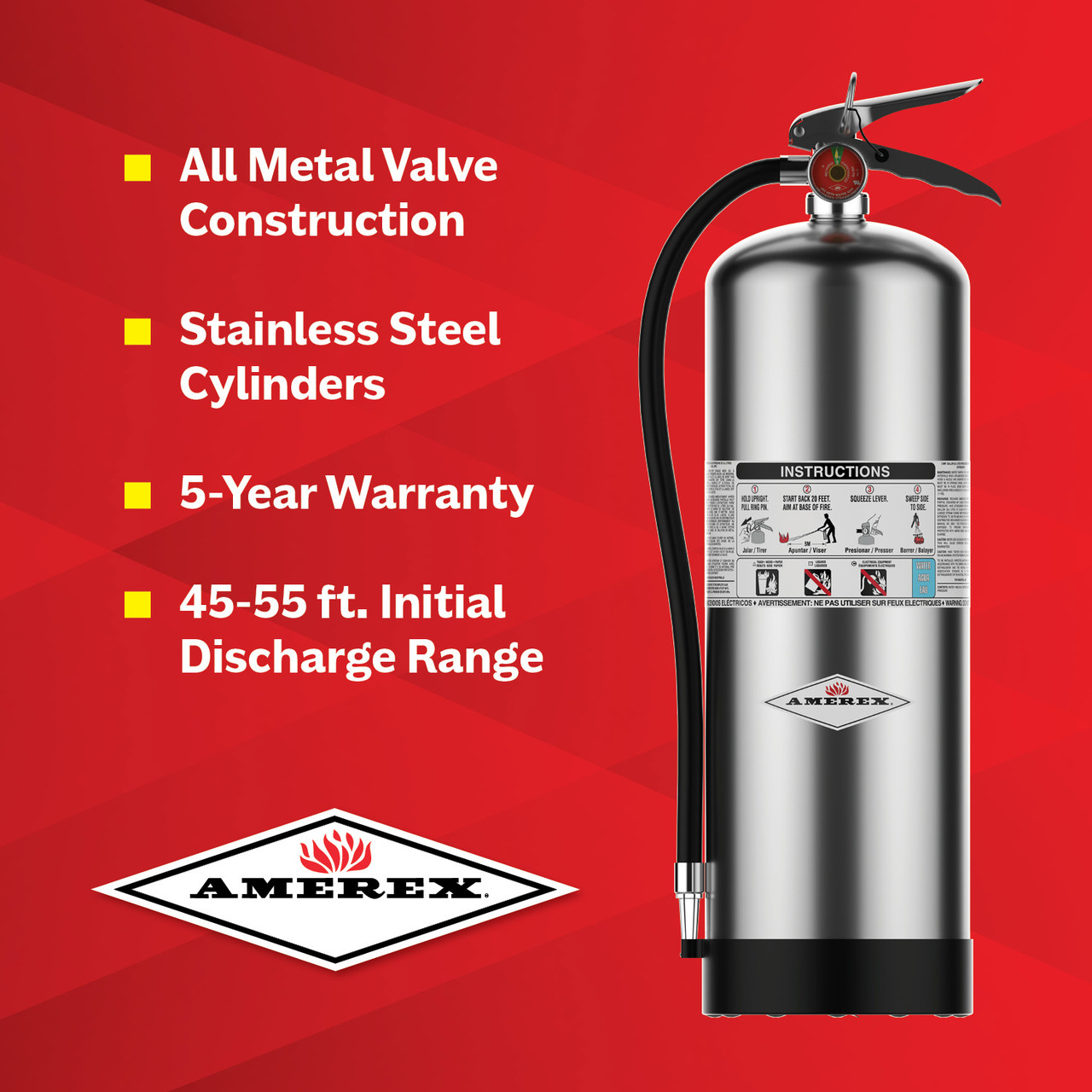 Amerex B240 2.5 Gallon Water Pressure Fire Extinguisher