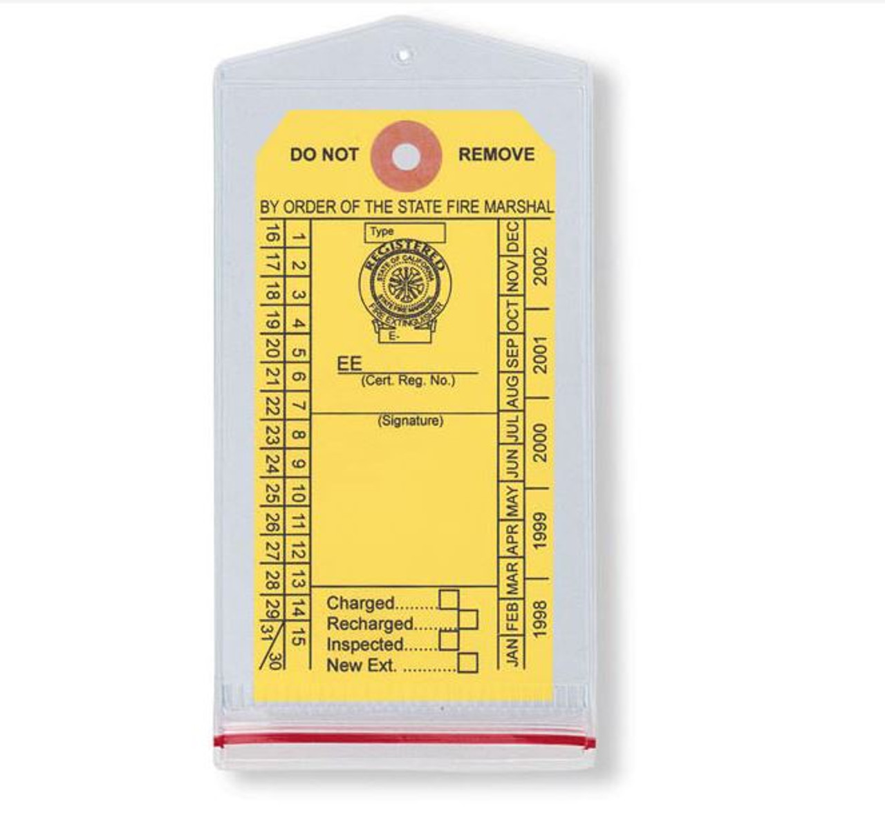 TBZL2 - Resealable Fire Extinguisher Tag Cover (Adhesive-Backed)